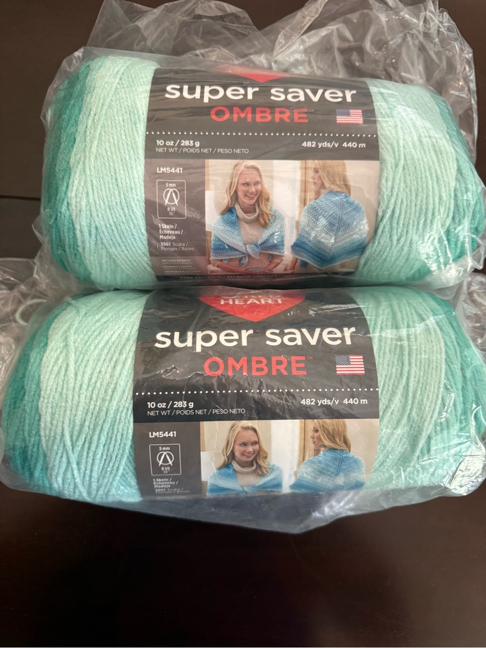 Red Heart Super Saver Ombre Yarn - Aqua Spearmint Gradient